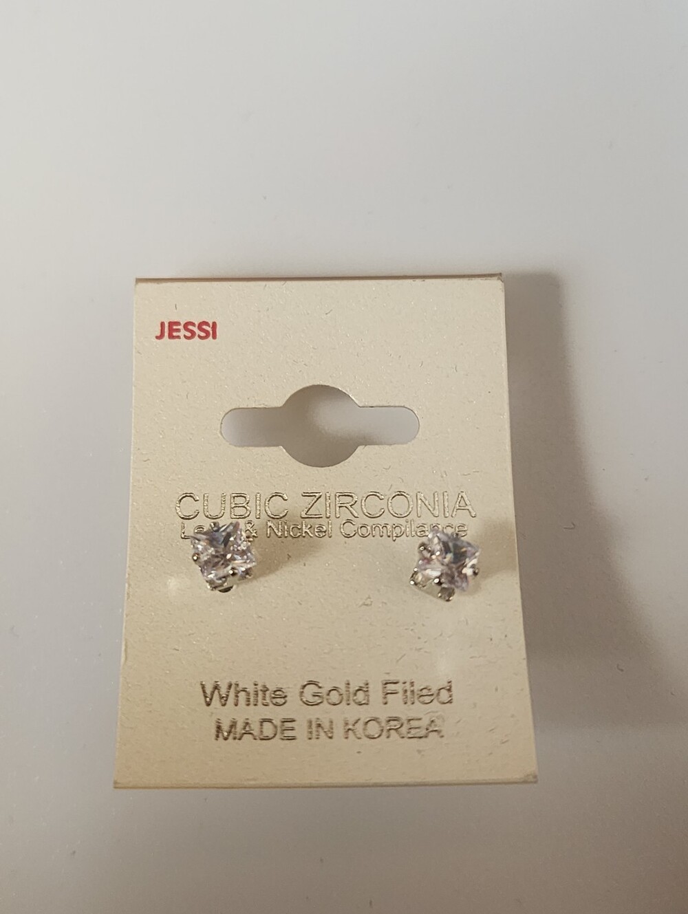 White Cubic Zirconia Stud Earrings - White Gold Filled #1